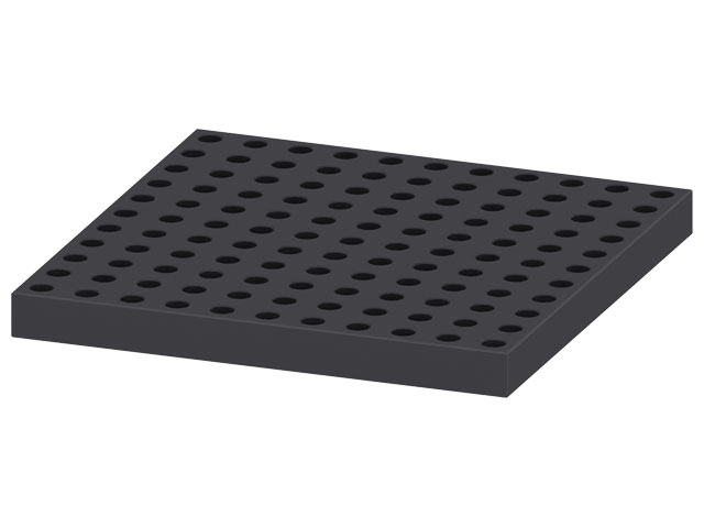 Rasterplatte 440x440x40, Passbohrungen, schwarz Rasterplatte 440x440x40, Passbohrungen, schwarz