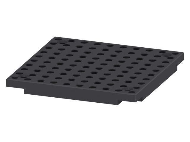 Rasterplatte 250x250x25, Passbohrungen, schwarz Rasterplatte 250x250x25, Passbohrungen, schwarz