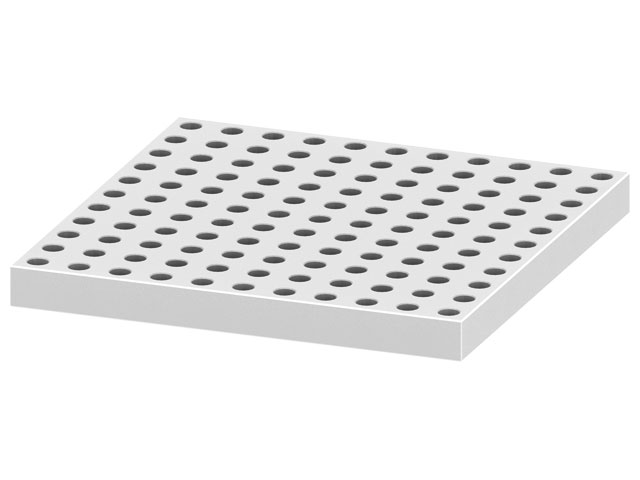 Rasterplatte 440x440x40, Passbohrungen Rasterplatte 440x440x40, Passbohrungen