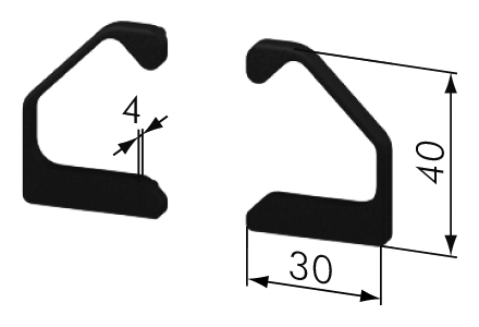 Profile Cap Set for handle strip profile 30x40