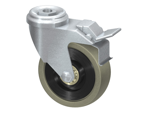 Swivel Castor D75, rubber, fixable Swivel Castor D75, rubber, fixable